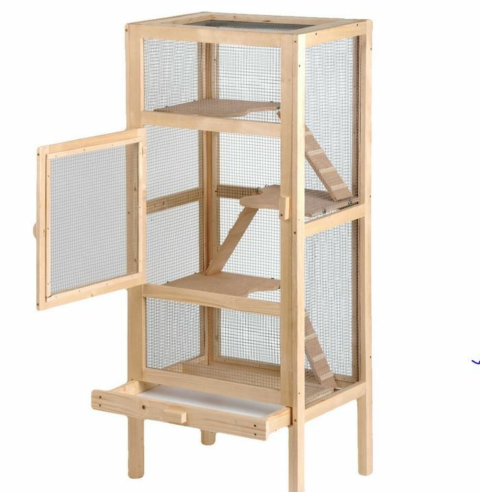 Design Nagervoliere Woody, L44 x B60 x H140 cm, natur