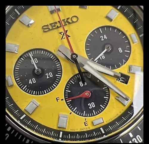 Pre-owned Seiko Prospex Speedtimer Yellow Dial Stainless Bracelet Watch Ssc929 Bns