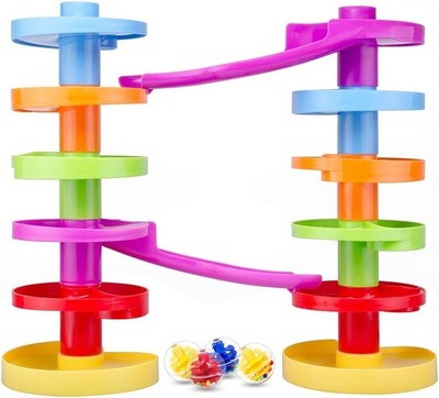 Ball Drop Educational Toy with Bridge - Advanced Spiral Swirl Ball Ramp Activity