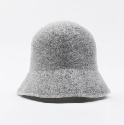 Zara Wool Blend Bucket Hat NWT Grey Sz S 3739/013