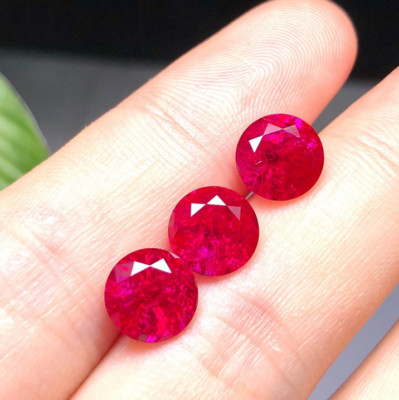 Natural Round Red Ruby AAAAA+ Faceted Cut  VVS Loose Gemstone 5mm - 12mm