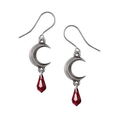 Alchemy Gothic Tears Of The Moon Red Crystal Earrings   Local Stock   Gothic