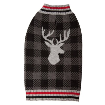 Vibrant Life Pullover Grey Reindeer Holiday Sweater For Pets Size S 10-20Lbs