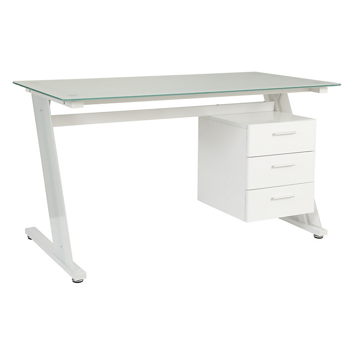 John Lewis Zane Desk White Glass. Computer Desk in Cambridge