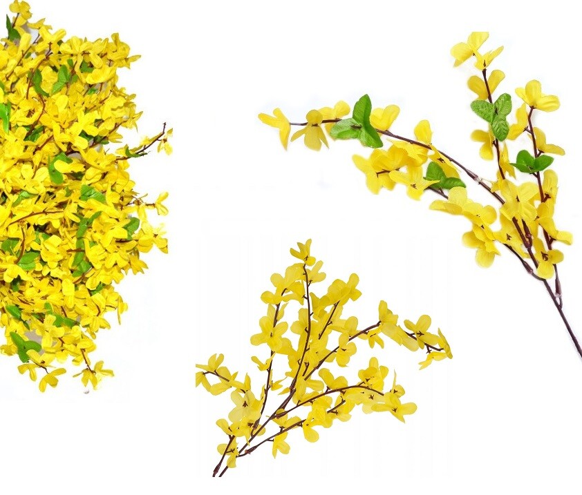 5x Forsythienzweig Gelbe Forsythie Kunstblume Osterglocken Tischdekoration 50cm