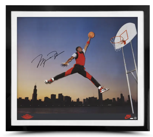 Michael Jordan Autographed 'Air Time' 40x35 Framed Photo UDA | eBay