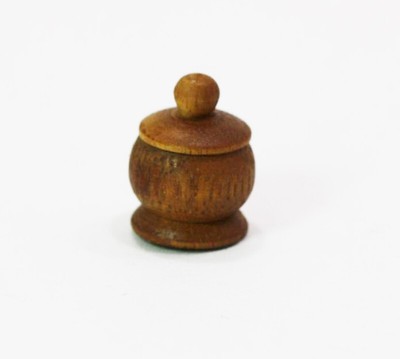 Dollhouse Miniature Covered Dish in Hand Carved Wood