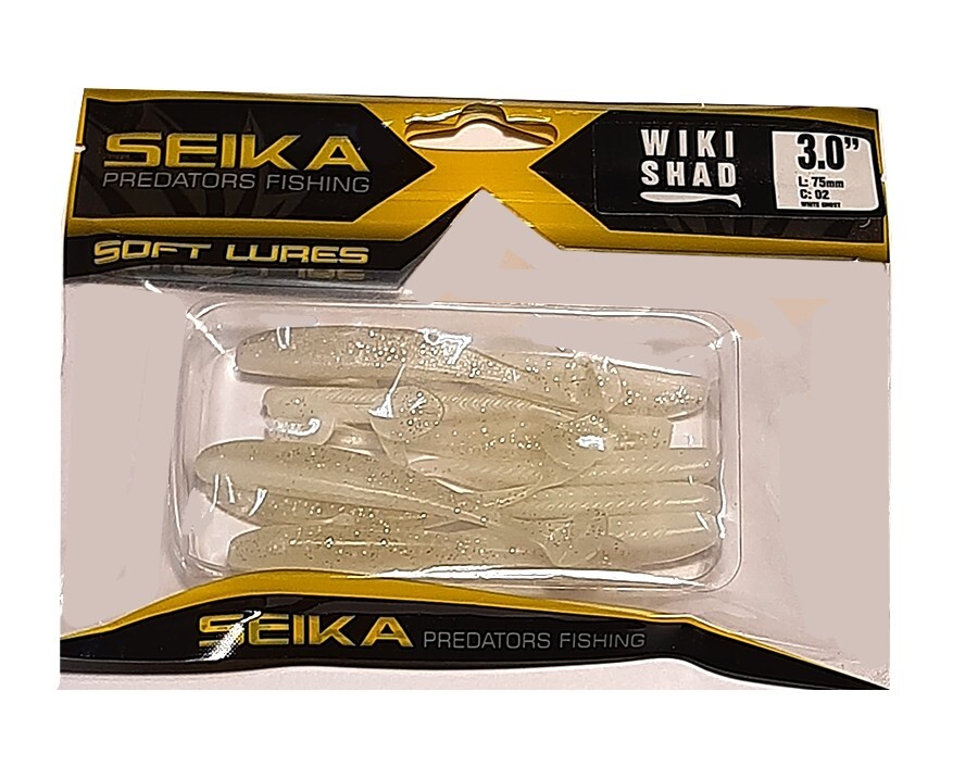 WIKI SHAD SEIKA 3'' C02 WHITE GHOST SILICONICO 7,5 CM SPINNING SPIGOLA BASS 9 PZ