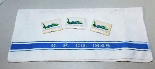 Glacier Park Company vintage 1949 Hand Towel & 3 bars of soap