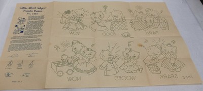 Vtg 1940's Alice Brooks Designs Transfer Pattern #7365 Kittens Cats Food Spark