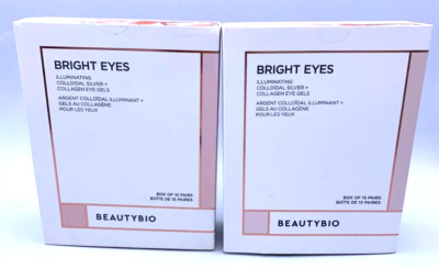 Lot/2 BeautyBio Bright Eyes Illuminating Collagen Eye Gels ~ Box of 15 Pairs ~