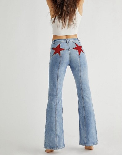 Джинсы Free People Firecracker Flare с аппликацией в виде звезд с заплатками на спине 28