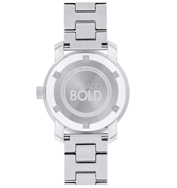 Pre-owned Movado Bold 3600534 White Crystal Sunburst Dial Ceramic Bracelet Womens Watch In Silver
