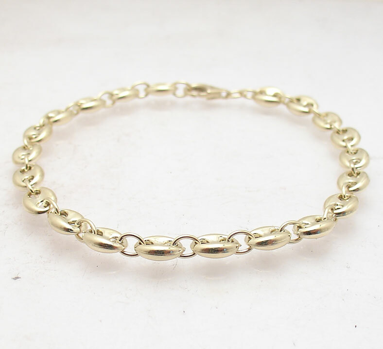 Pre-owned Bestgoldshop 6mm Unisex Puffed Mariner Anchor Link Chain Bracelet Real 10k Yellow Gold