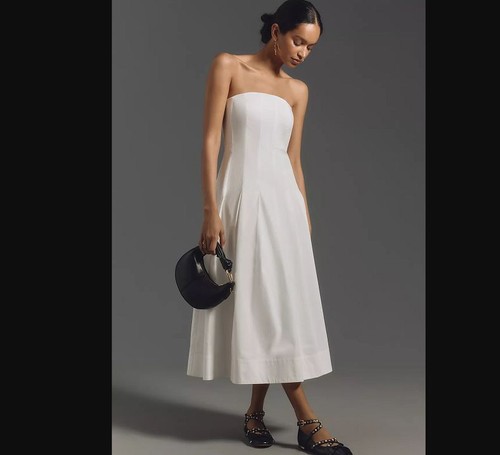 Anthropologie ★ Mare Mare Luna Strapless Tulip Midi Dress 4130657990111_045_b