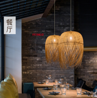 Hemp Rattan Weave Chandelier Pendant Light Fixtures Hanging