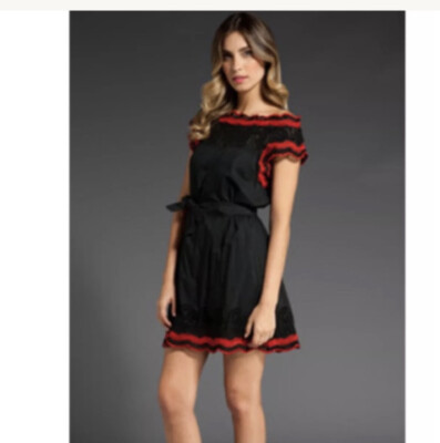 NWT Patterson J. Kincaid Hillhurst Eyelet w/ Embroidery Dress in Black, Medium, 