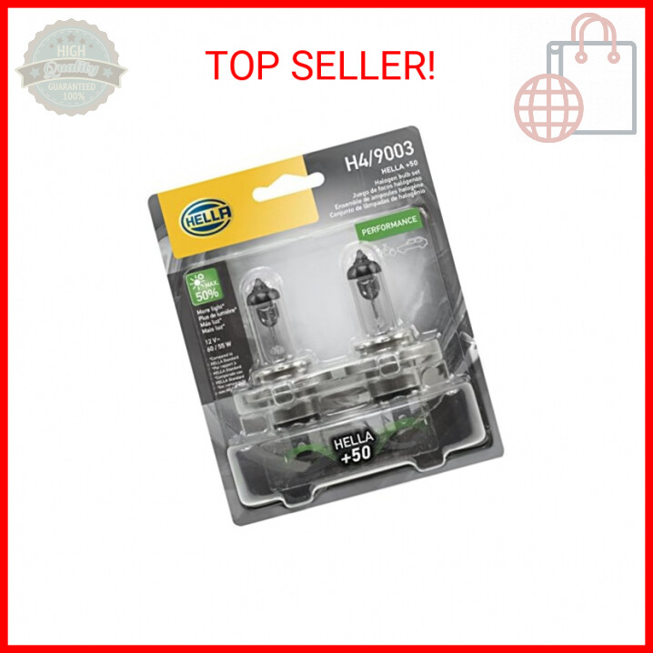HELLA H4P50TB +50 Performance Bulb, 12V, 60/55W, 2 Count (Pack of 1)