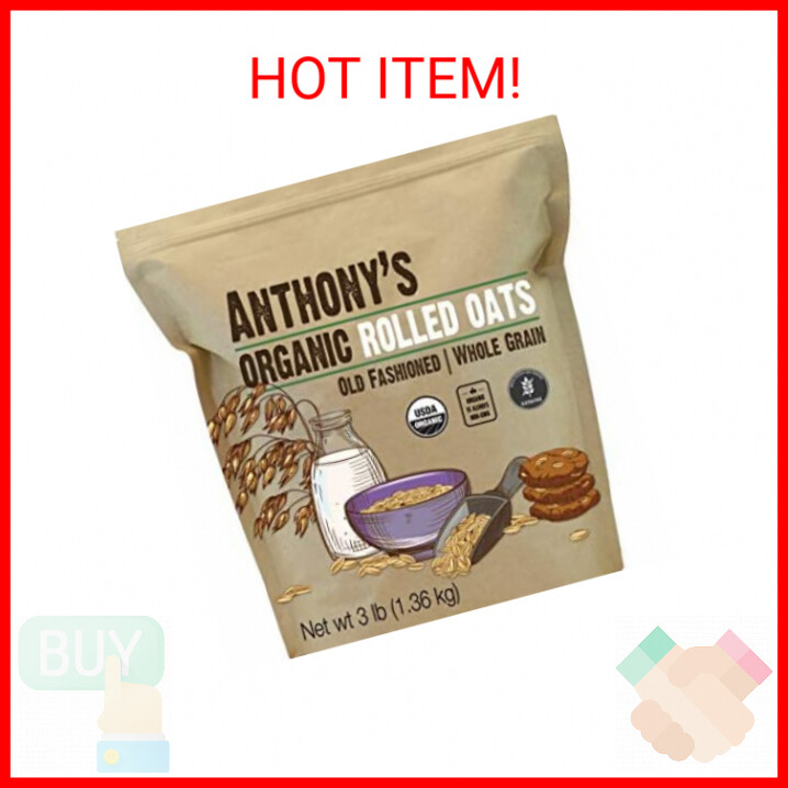 Anthony's Organic Rolled Oats, 3 lb, Gluten Free, Non GMO, O