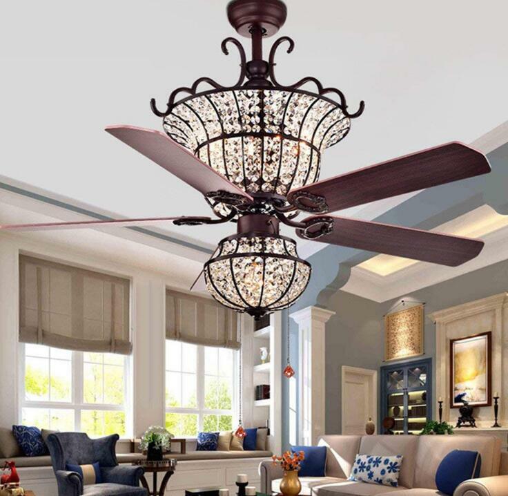 Tiffany 52 Ceiling Fan Light Crystal Chandelier Home Bar Decor