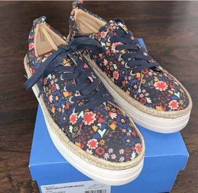 Jack Rogers Mia Sneakers Shoes 9.5 Blue Floral New With Box RARE HTF GORGEOUS