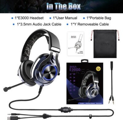 EKSA Gaming Headset E3000 PRO Headset Surround Sound Wired Headphones PC Xbox
