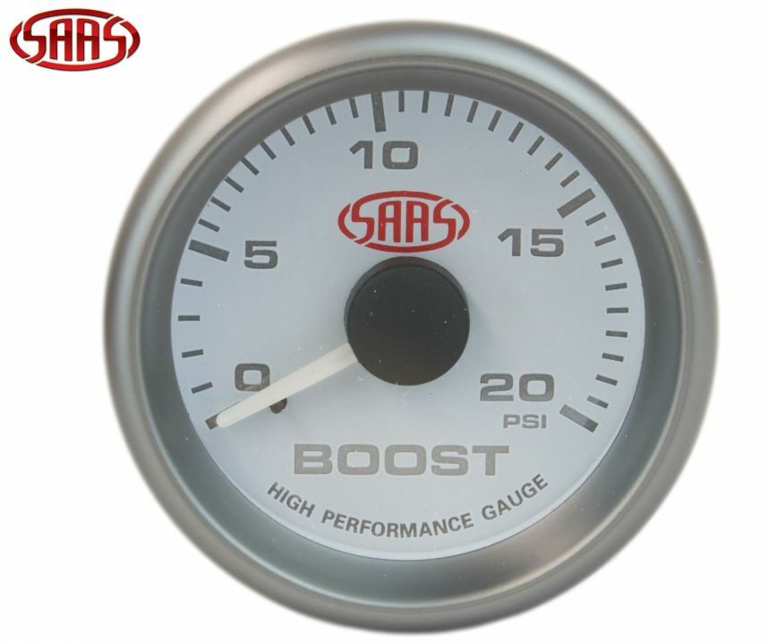 SAAS Turbo Diesel Boost Gauge White Face Dial 52mm Multi Colour + Fitting Kit 9348391011795 eBay