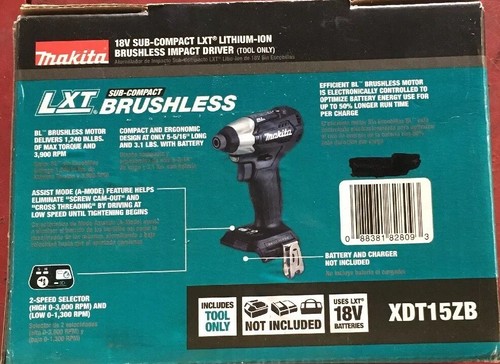 Makita Cordless Hammer Driver Tool 18 Volt 1/4 in. (Tool Only) XDT15ZB