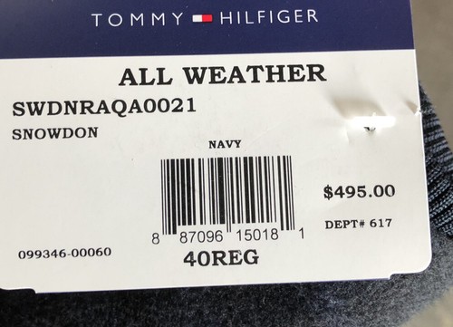 Pre-owned Tommy Hilfiger Snowdon Wool Blend Hooded Parka Coat Blue Mens 40r Msrp $495