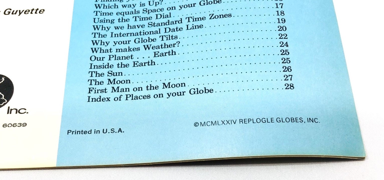 1974 REPLOGLE World Nation Globe Booklet