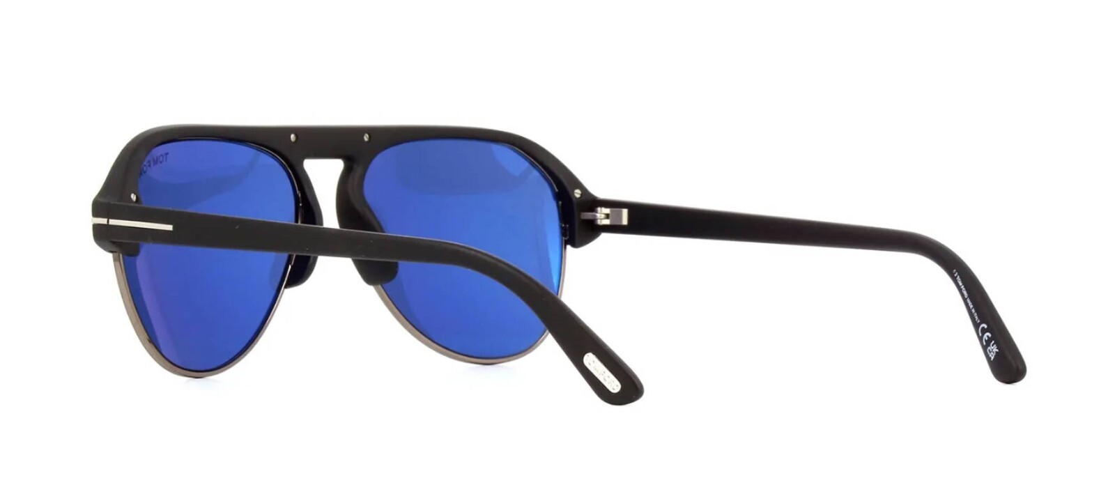 Pre-owned Tom Ford Marshall Ft 0929 Matte Black And Ruthenium/blue (02v) Sunglasses