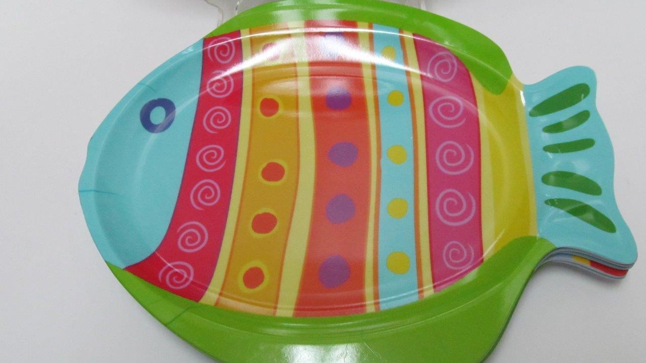 (6) Colorful Hard Plastic Fish Dinner Plates 10