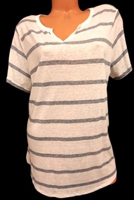 Time and tru white blue burnout see through striped short sleeve top XXL