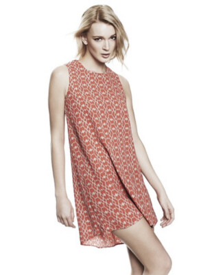 Three Eighty Two Dress Womens Size XS Chiffon Geo print shift mini Hi Low Light