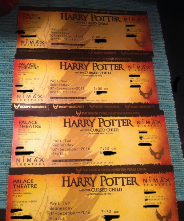 2x Harry Potter and the Cursed Child Tickets (Part1 & 2) on December