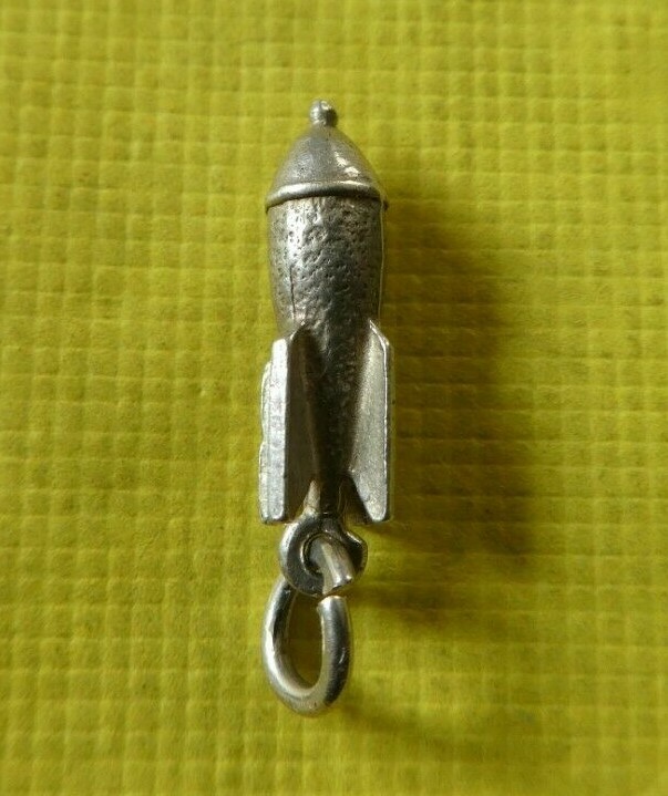 Vintage 1940's Sterling Silver Rocket Ship Charm