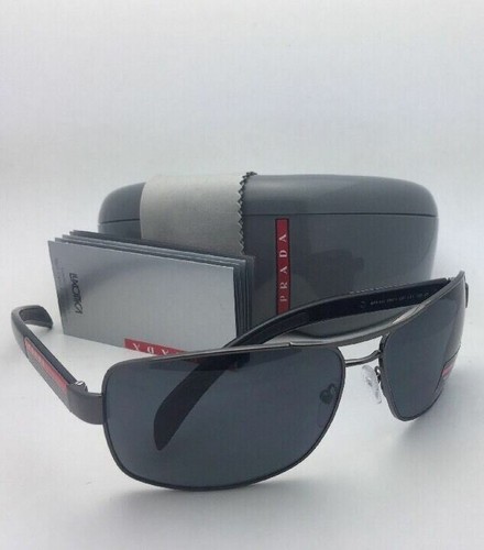 Pre-owned Prada Sport Polarized Sunglasses Sps 54i 5av-5z1 65-14 Gunmetal Frames With Grey In Gray