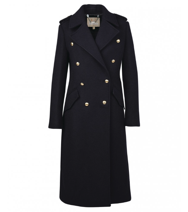 Pre-owned Barbour Inverraray Wool Blend Military Trench Coat In Navy Msrp$680 British Lux In Blue