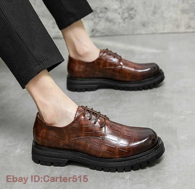 Mens Shoes Creeper Business Formal Faux Leather Round Toe Oxfords