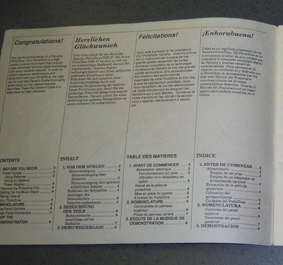 Instruction manual / Owners Guide for Yamaha PSR-27 PortaTone keyboard in 4 lang