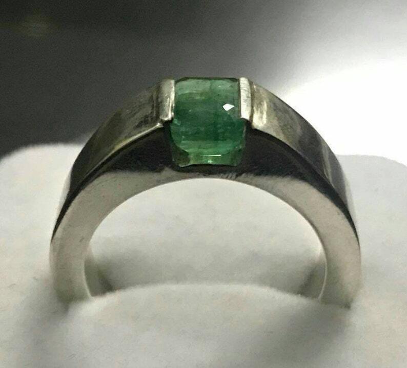 Pre-owned Handmade Natural Unheated Untreated Mens Emerald Ring Panjsher Emerald Ring Real Emerald In Green