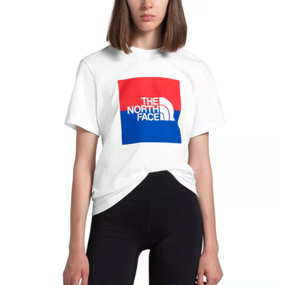 The North Face TNF T-Shirt USA Box Tee Womens Small White Red