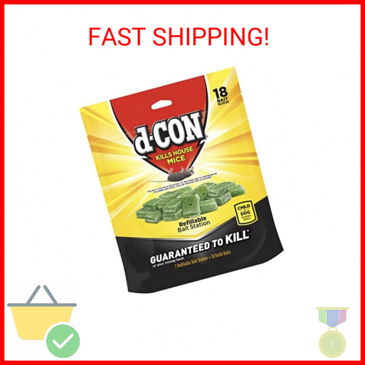 d-CON Refillable Corner Fit Mouse Bait Station, 1 Trap + 18 