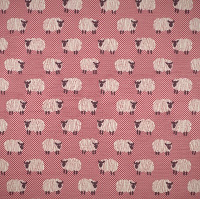 SCALAMANDRE Ewe Too Sheep Woven Cherry Cream Chenille Woven 1Yard  RARE FIND