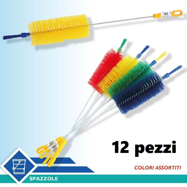 Set 12 Pezzi Spazzole Lavabottiglie Stelo Acciaio Fibre Sintetiche Ciuffo  dfh