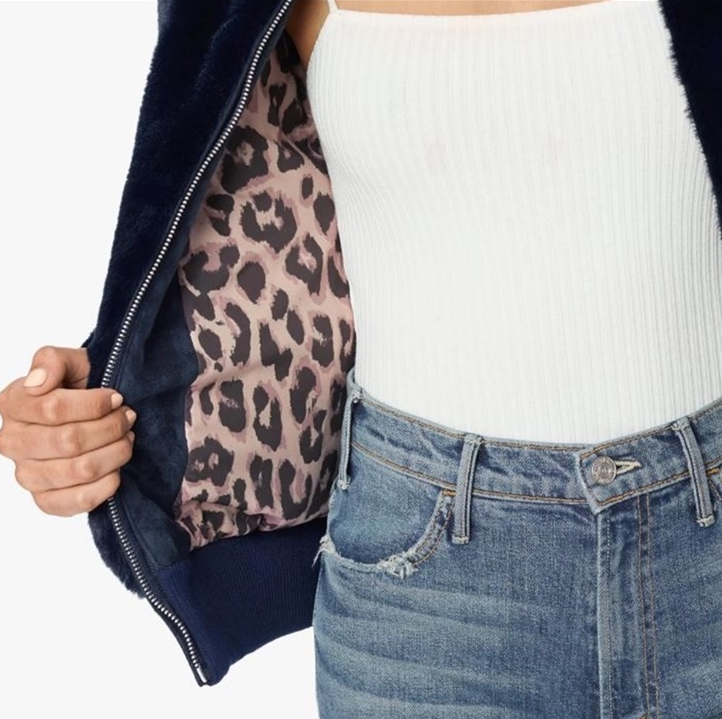 Pre-owned Mother Letterman Fur Jacket / A Girl Named Blue
