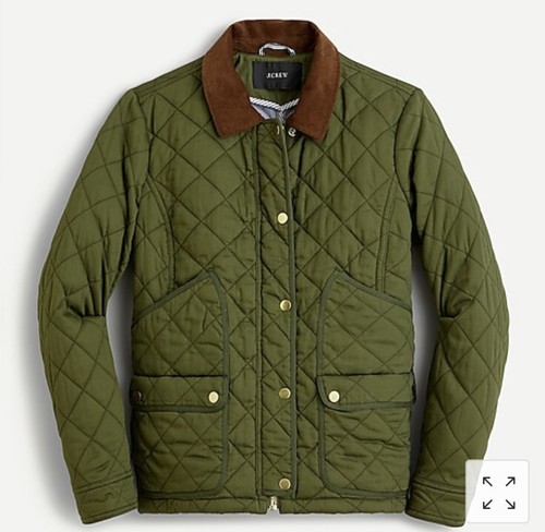 NWT J.CREW Quilted Barn Jacket Field Tack ~ Deep Moss (Olive