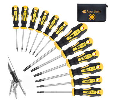 Amartisan 12-Piece Magnetic Torx Screwdrivers Set Magnetic Torx Driver Star Scr