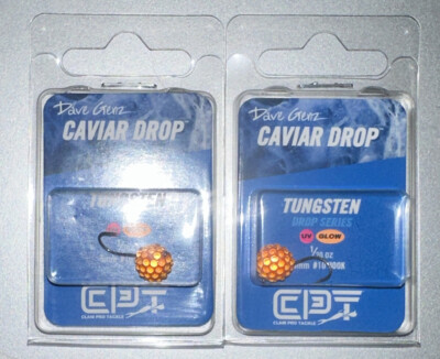 2 Packs Dave Genz Clam Caviar Drop Tungsten Ice Fishing 9730 Orange Glow Size 10