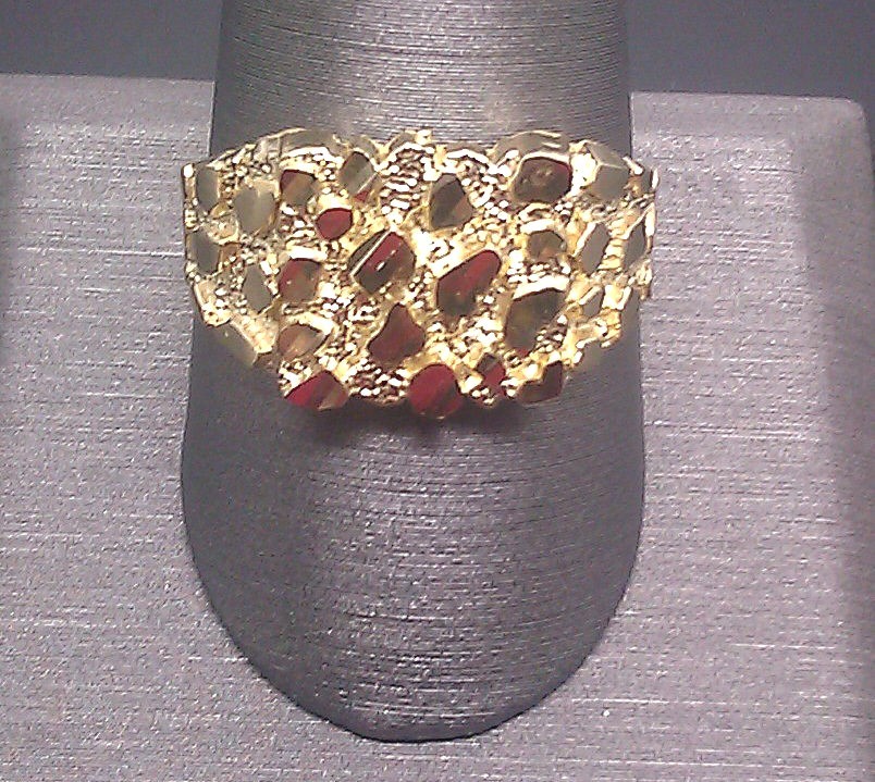 Pre-owned G&d Real Solid 10k Yellow Gold Men Nugget Ring Sizable Pinky Casual